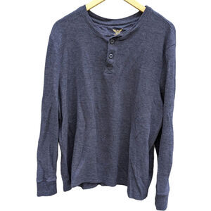 Men Blue Stone Washed Waffle Knit Flannel Undershirt 2XL Work Shirt Farm Western